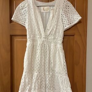 Anthropologie White Eyelet Mini Dress